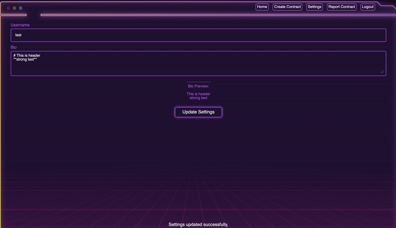 Settings Page